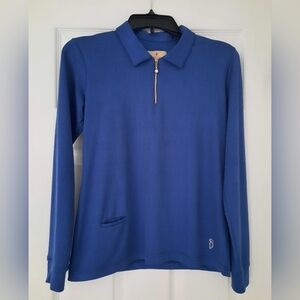 Sport Haley Golf Quarter Zip Pullover Top Blue Shimmer With Bling Size S